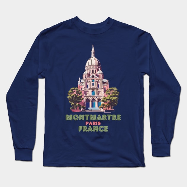 Montmatre Paris France Long Sleeve T-Shirt by Papilio Art